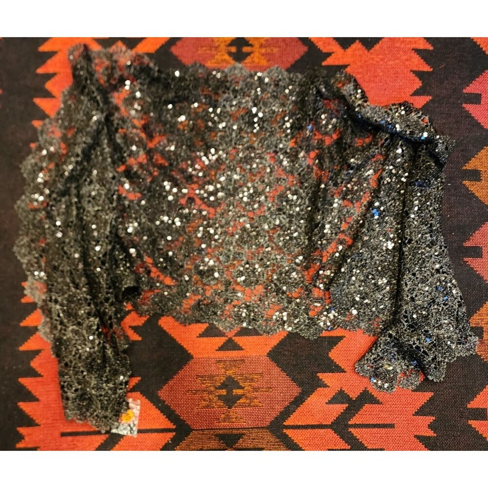 Joan Rivers Black Sparkling Lace Wrap 58"x13"